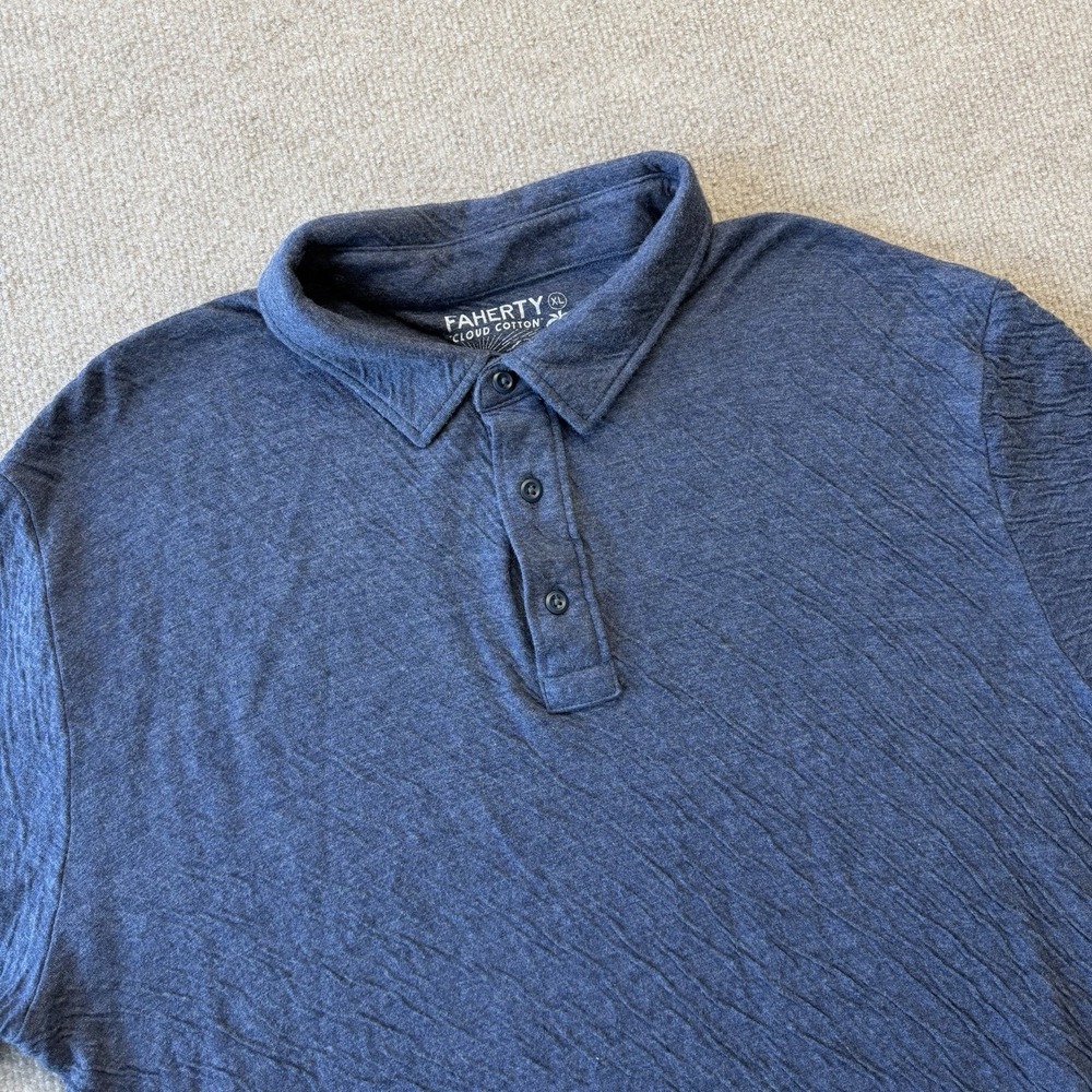 Faherty Mens Shirt XL Navy Blue Cloud Cotton Preppy Rugby Golf‎